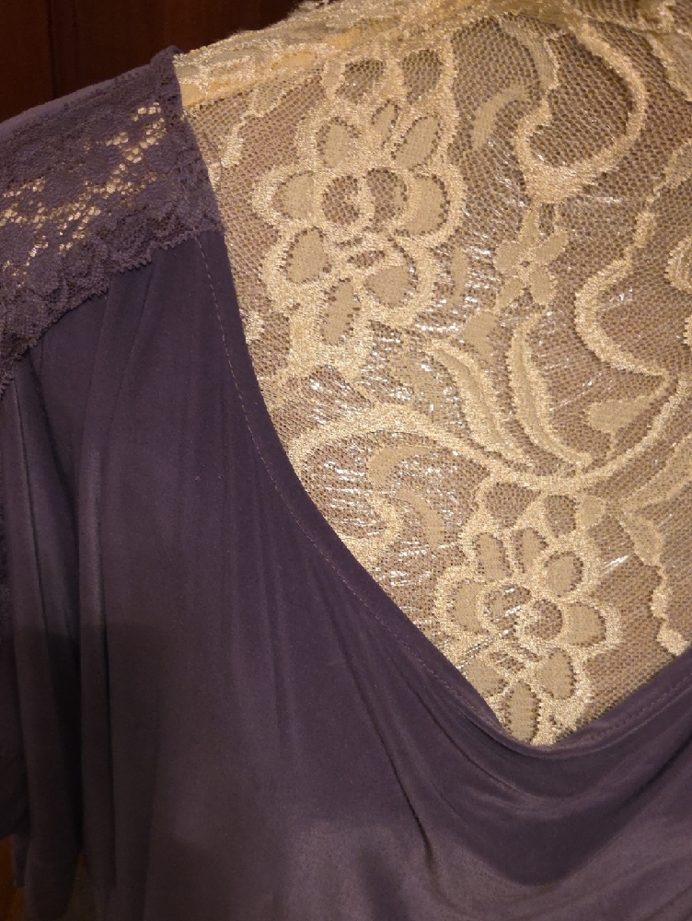 FREE with Purchase L/XL Women’s Purple Lace-Shoulder Sleep Gown - Picture 3 of 9